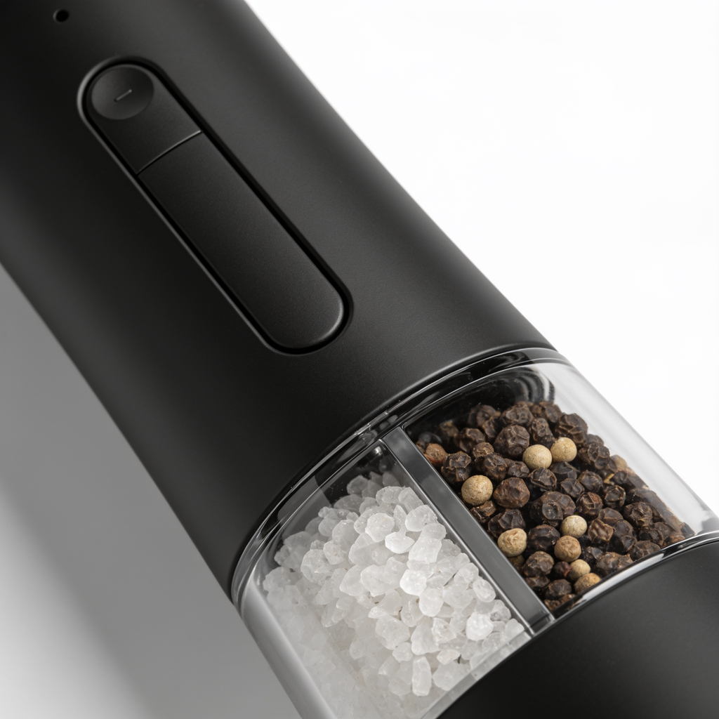 ChapmanCooks Gravity Electric Salt and Pepper Grinder Set, Automatic Battery Operated Mills with LED Light, Adjustable Coarseness, Large Capacity, for Home Kitchen and BBQ, Black